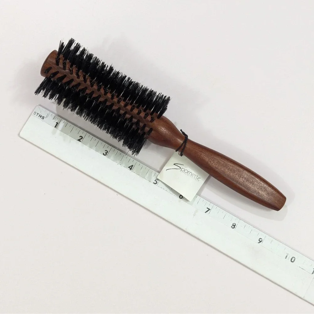 Spornette #808 Hair Brush Concavia Hour Glass Wood Handle Boar Bristles Italy